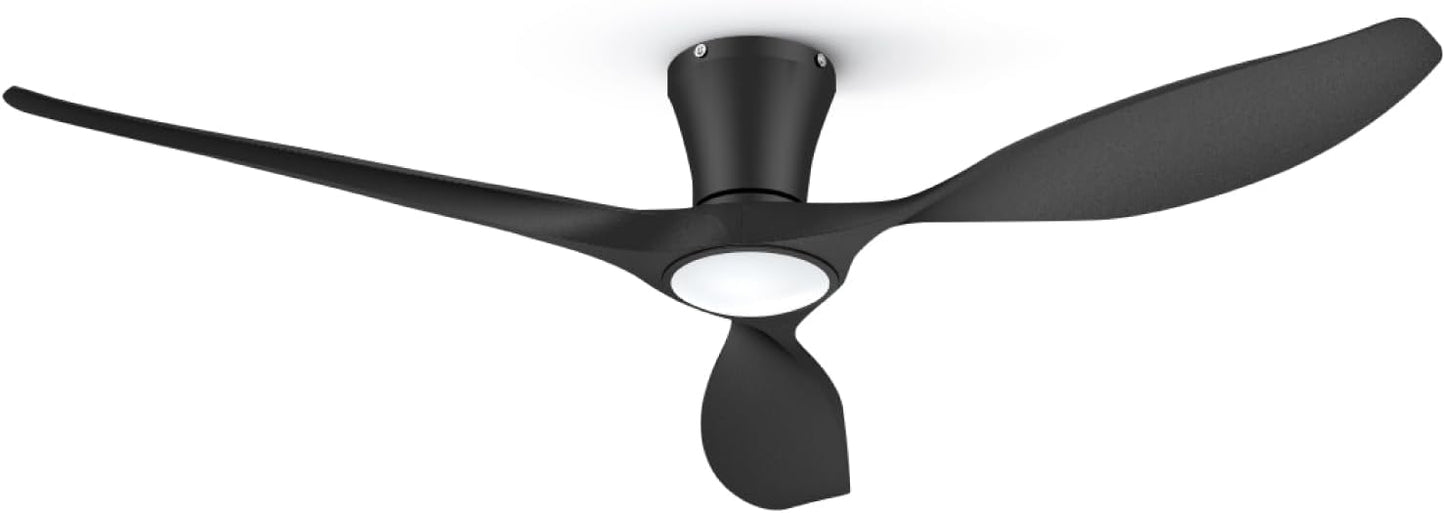 TALOYA 52 inch Ceiling Fans with Lights Remote Control, Modern Low Profile Ceiling Fan with Quiet Reversible DC Motor for Bedroom Living Room and Patio White