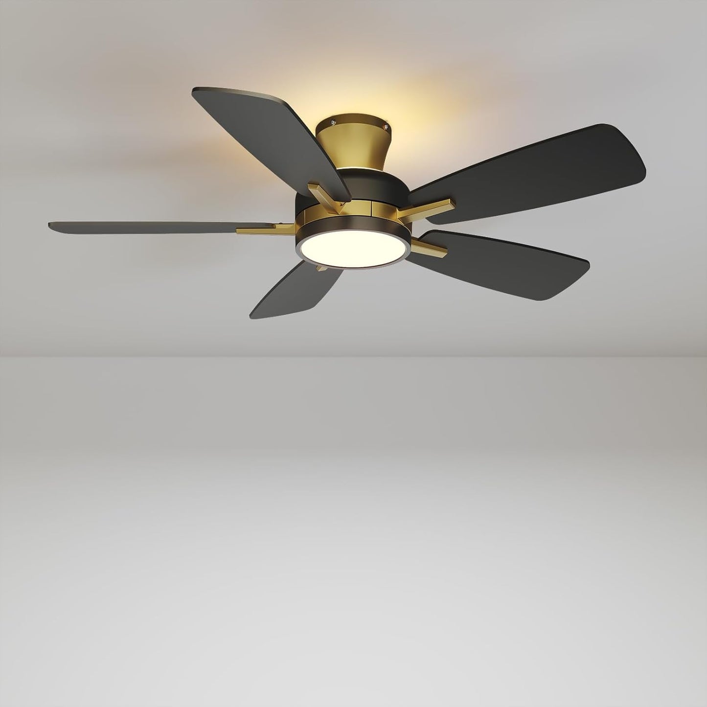 TALOYA 52 inch Ceiling Fans with Lights,Remote Control Multifunctional Quiet Fan with Three Color Temperature and Dimmable Light with Reversible Blades Black