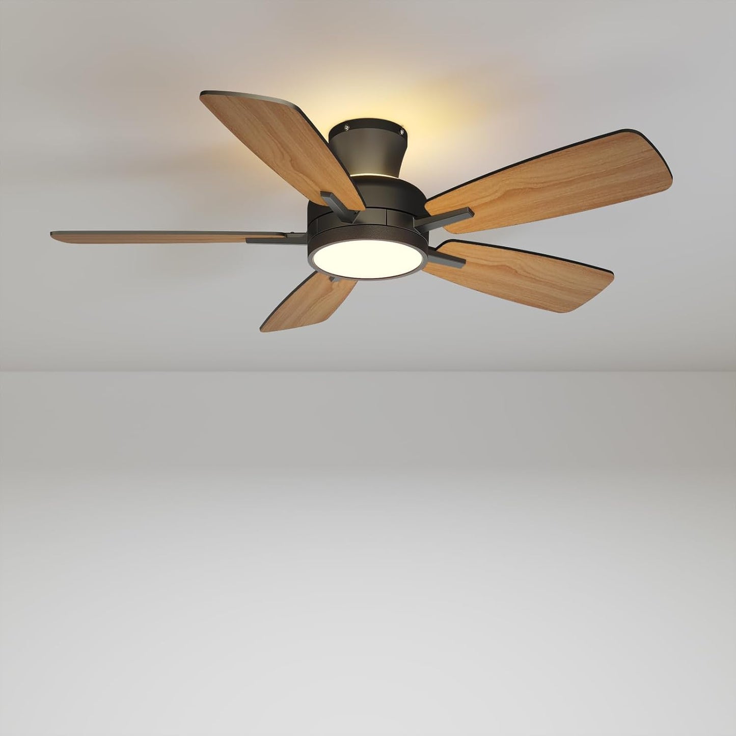TALOYA 52 inch Ceiling Fans with Lights,Remote Control Multifunctional Quiet Fan with Three Color Temperature and Dimmable Light with Reversible Blades Black