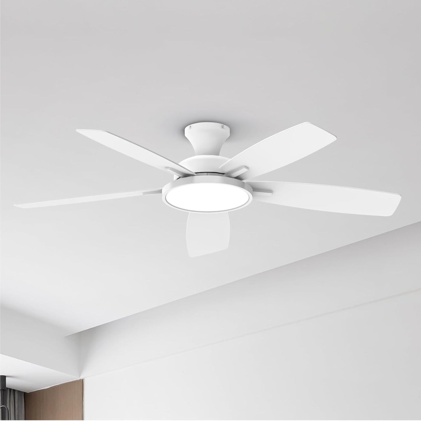 TALOYA 52 inch Ceiling Fans with Lights,Remote Control Multifunctional Quiet Fan with Three Color Temperature and Dimmable Light with Reversible Blades Black