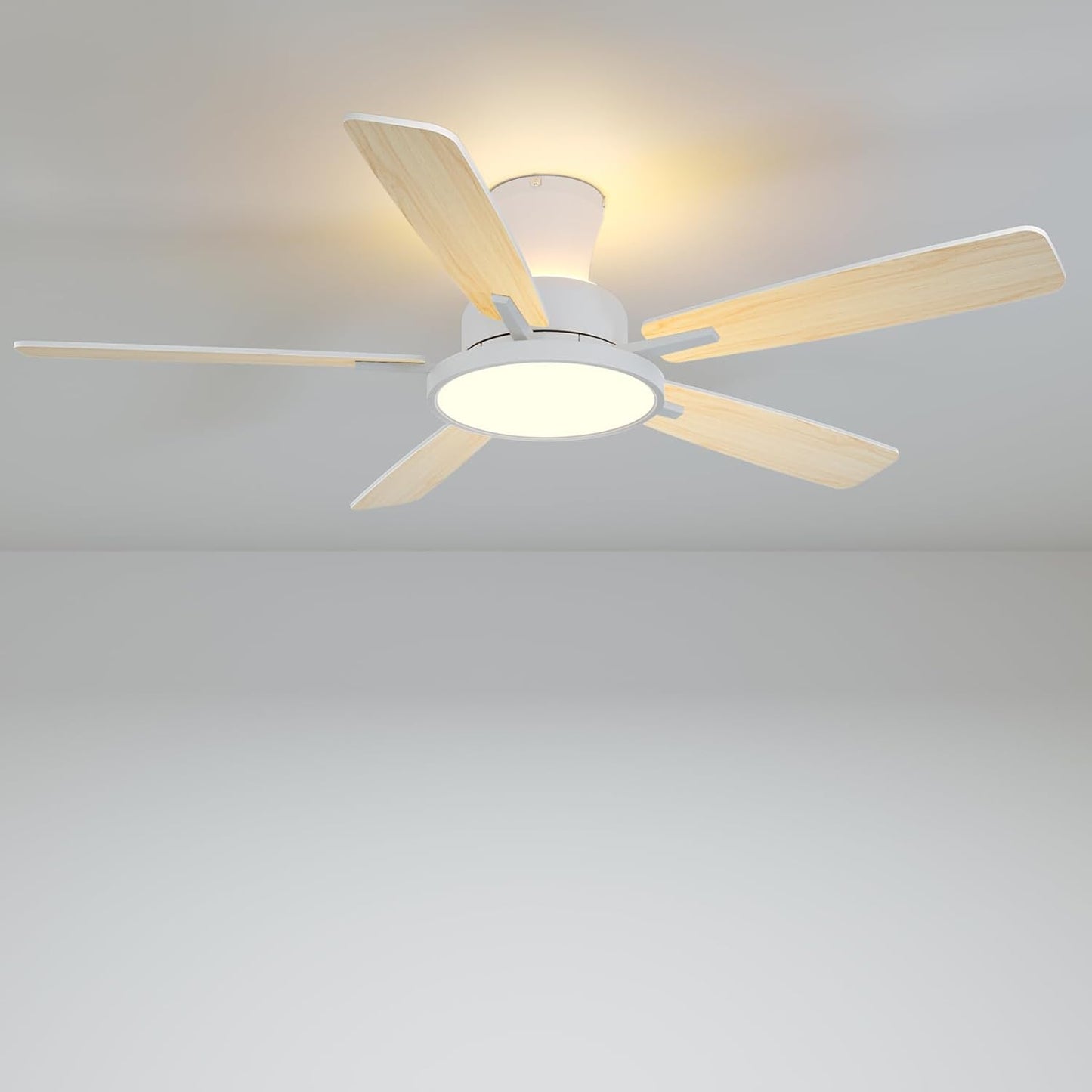 TALOYA 52 inch Ceiling Fans with Lights,Remote Control Multifunctional Quiet Fan with Three Color Temperature and Dimmable Light with Reversible Blades Black