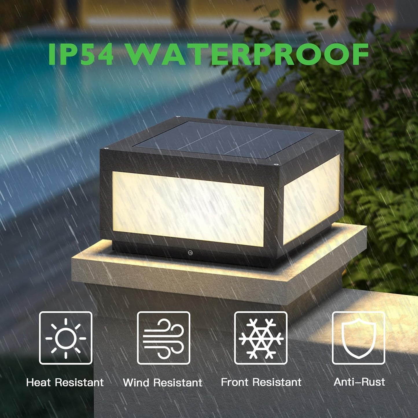Solar Pillar Light Outdoor, Modern Post Light Dusk to Dawn IP54 Waterproof Solar Column Cap Lights LED 3000K Deck Lantern Lamp for Patio Garden Decoration with E26 Bulb(11.8"x11.8",Grey)