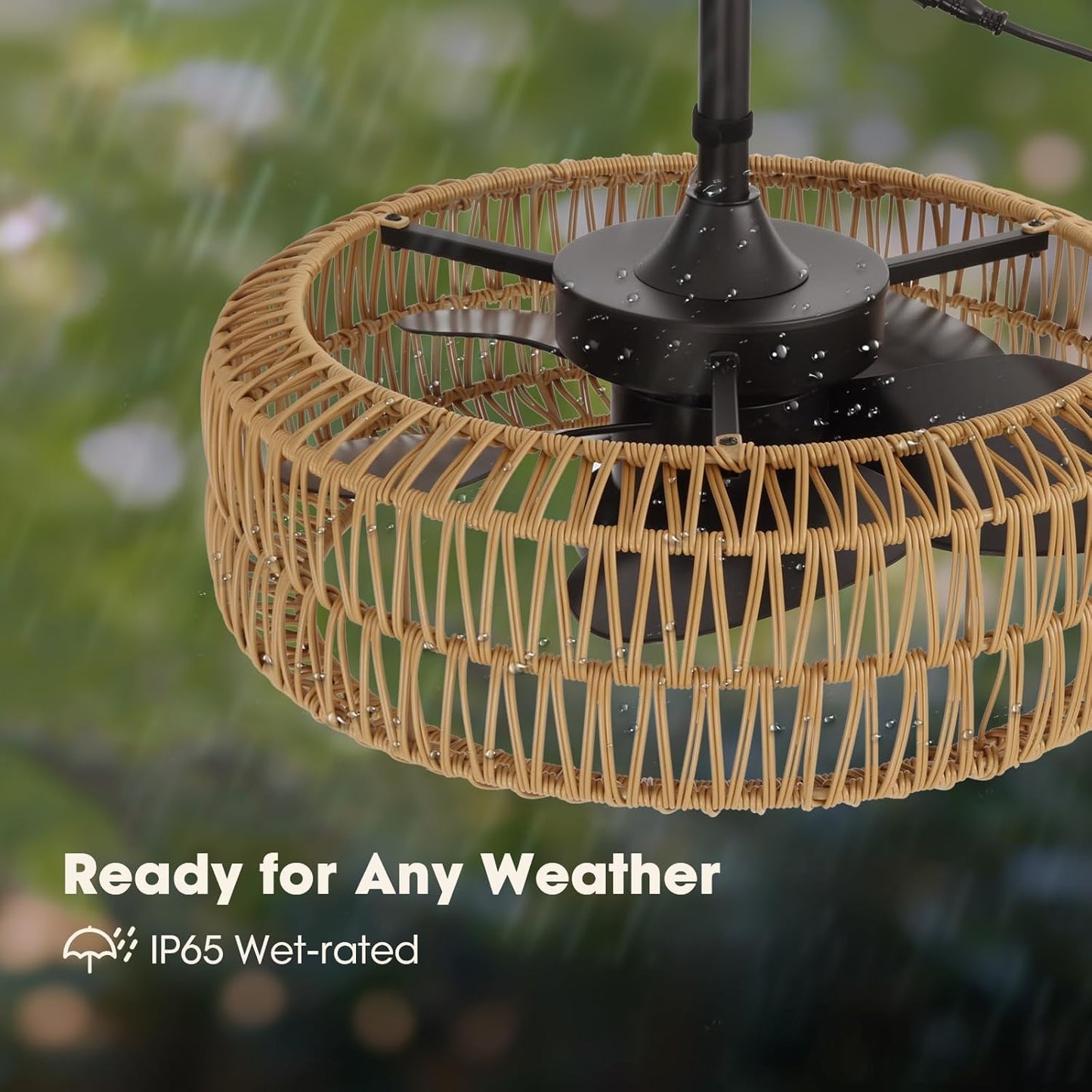 21" Waterproof Outdoor Ceiling Fan with Light, Outdoor Boho Hanging Fan for Patio, 6-Speed & 3 CCT LED, Caged Ceiling Fan with Smart APP & Remote Control, Perfect for Gazebo, Pergola, Canopy