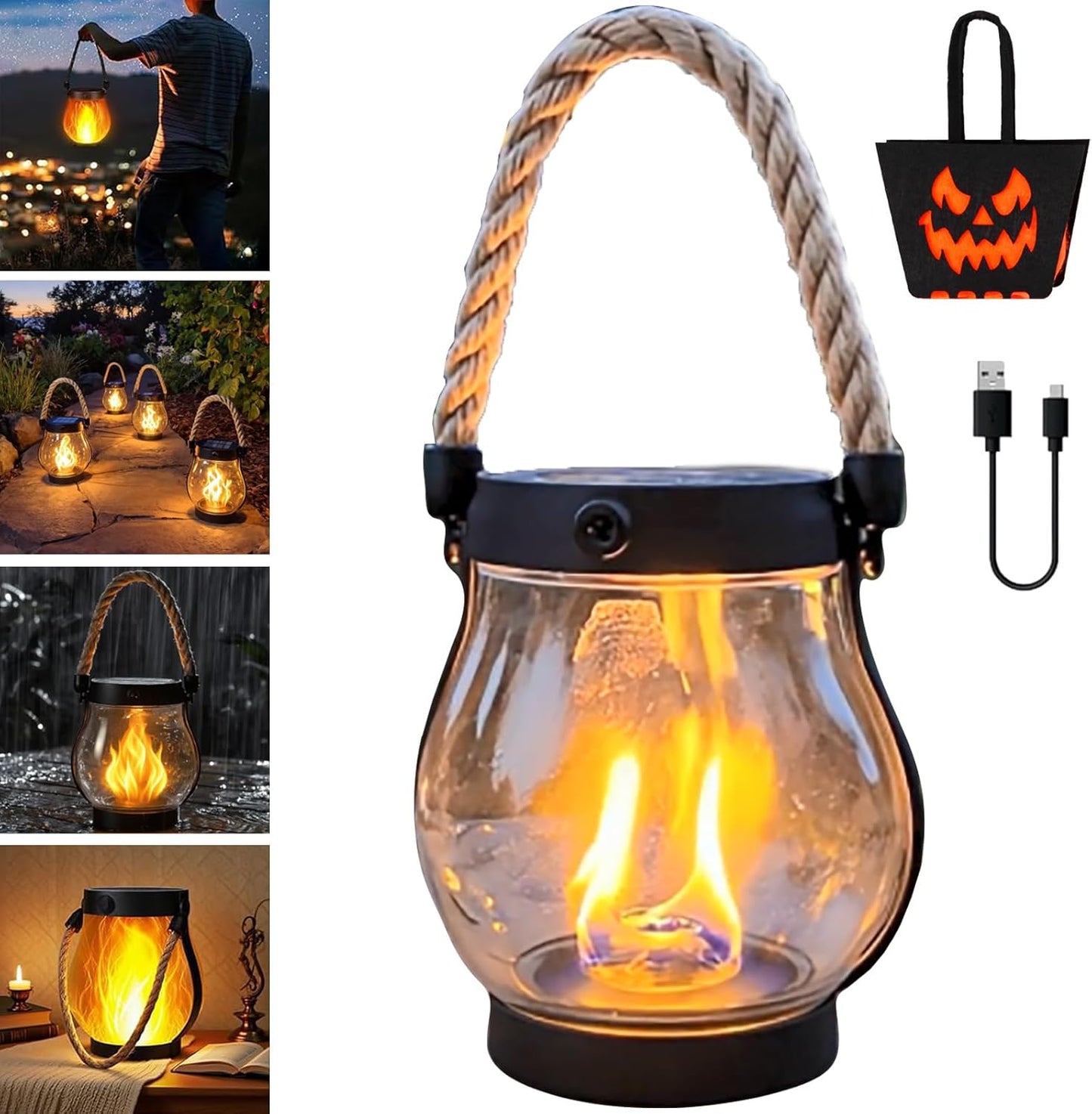 Kaliqo Solar Lantern Outdoor Lights, Kaligo/Kaliko/Kalico Solar Lantern, 2025 New 6 Pack Waterproof Flickering Flame Outdoor Solars Lanterns for Garden or Yard Decorations,Looks Like Real Fire (6Pcs)
