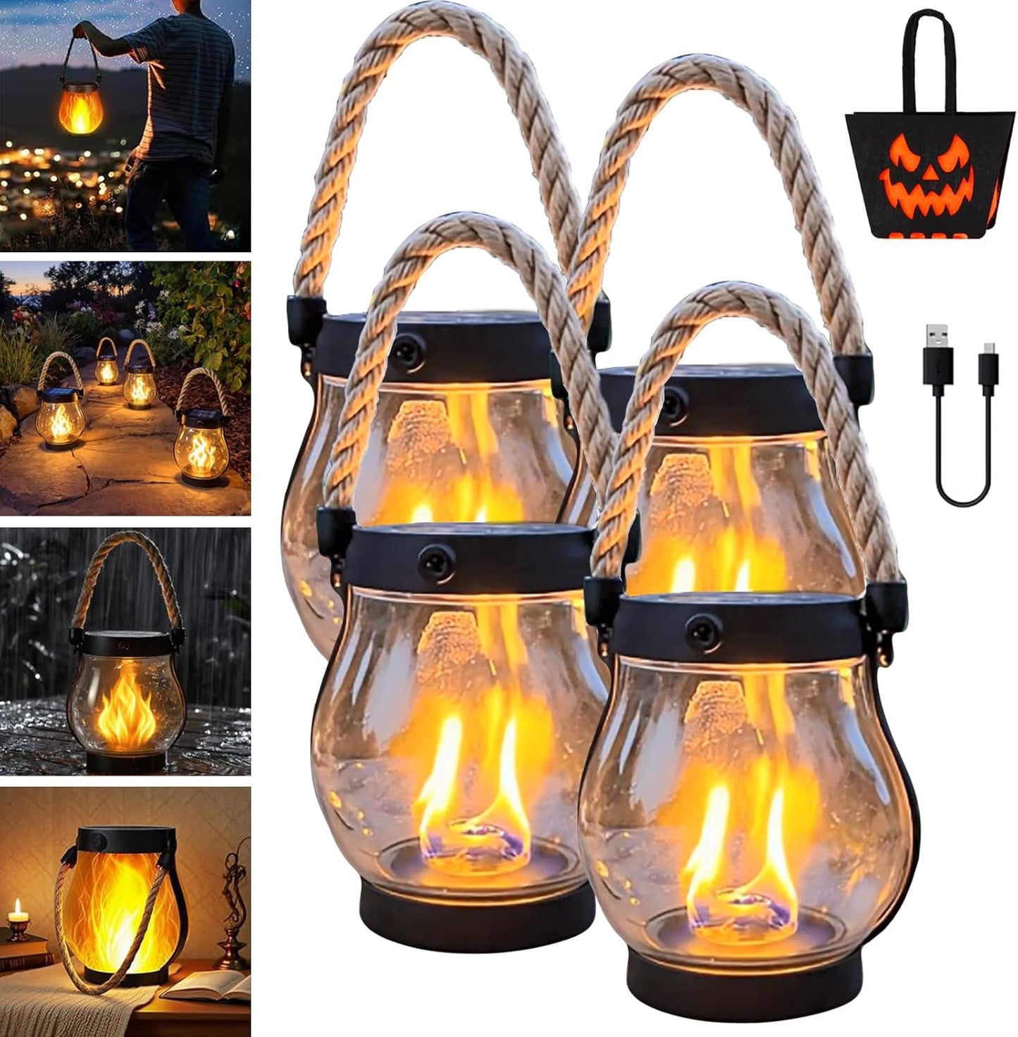 Kaliqo Solar Lantern Outdoor Lights, Kaligo/Kaliko/Kalico Solar Lantern, 2025 New 6 Pack Waterproof Flickering Flame Outdoor Solars Lanterns for Garden or Yard Decorations,Looks Like Real Fire (6Pcs)