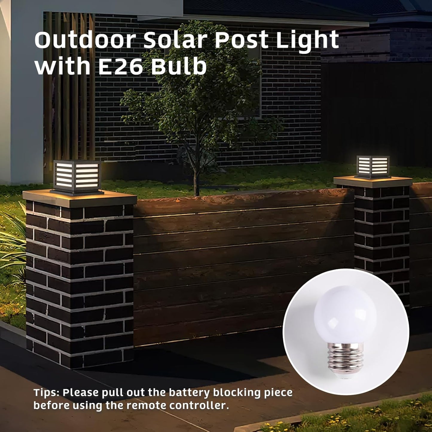 Solar Post Lights, 9.84" Pillar Light Outdoor Waterproof Modern Column Lamp Outside Gate Posts Cap Lantern 3000K LED Lighting Fixture for Flat Surface Patio Garden Driveway Decoration