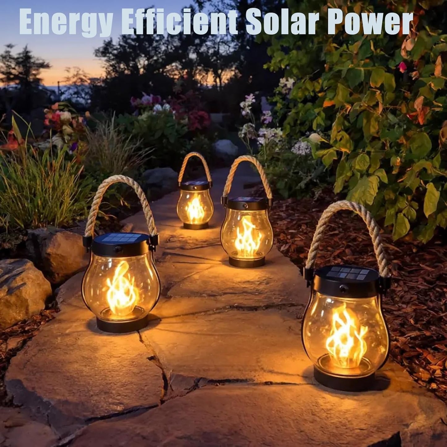 Kaliqo Solar Lantern Outdoor Lights, Kaligo/Kaliko/Kalico Solar Lantern, 2025 New 6 Pack Waterproof Flickering Flame Outdoor Solars Lanterns for Garden or Yard Decorations,Looks Like Real Fire (6Pcs)