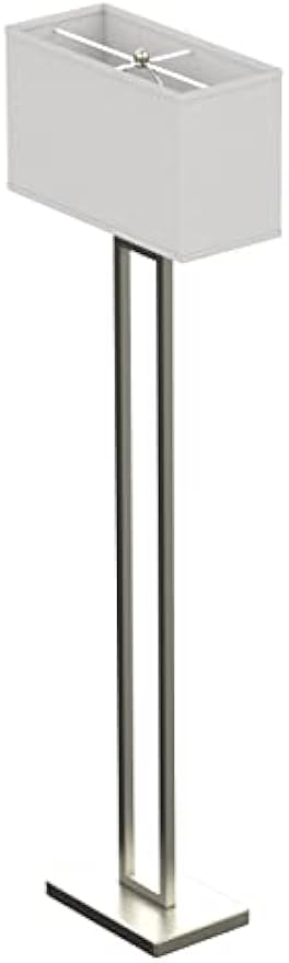 LEDMyPlace Stylish Standing Floor Lamp for Living Room, 61-inch, Brushed Nickel Finish, Pure White Linen Shade, E26 Base, Decorative Corner Lamp w/On&Off Switch, Ideal for Bedroom (Bulb Not Included)