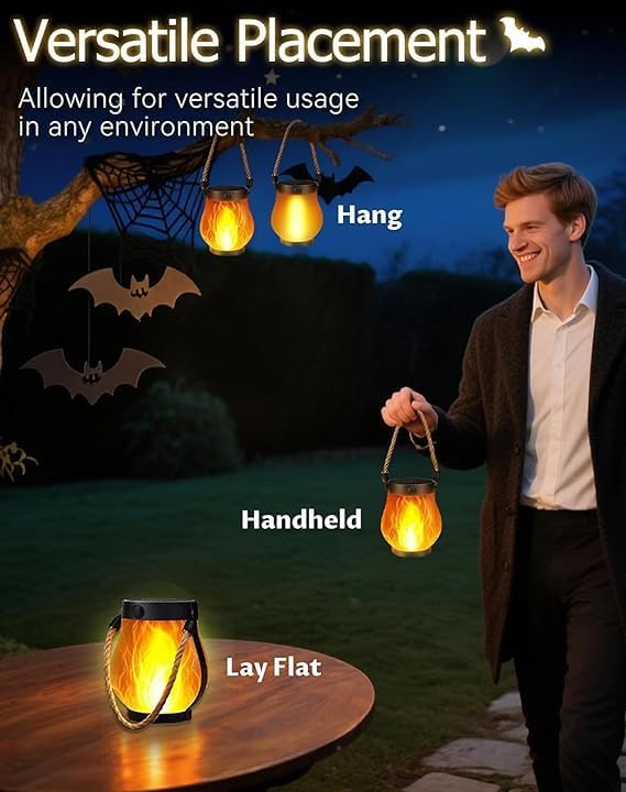 Solar Lantern Outdoor Lights, whimsyard solars Lantern Waterproof with Hemp Rope, Hanging Solar Lanterns, Dual Charging Modes for Garden Yard Decorations (5PCS)