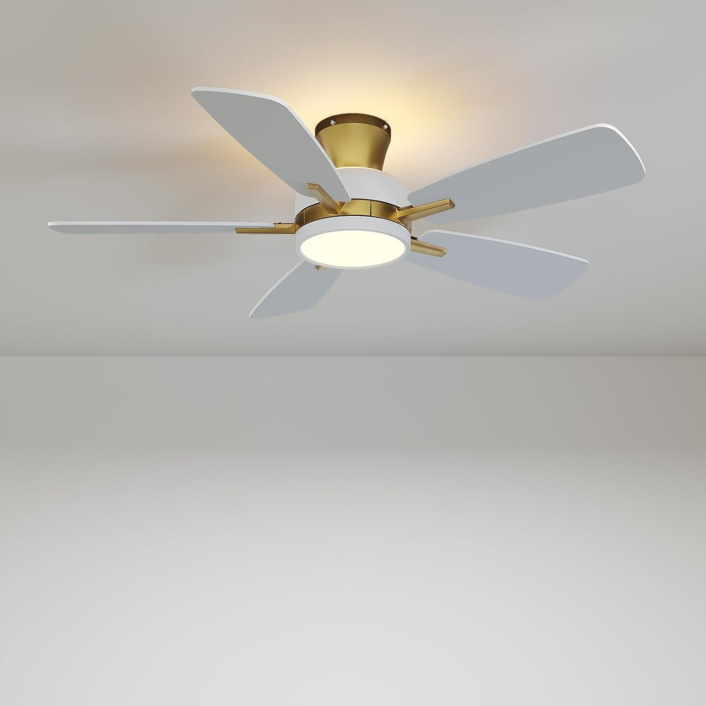 TALOYA 52 inch Ceiling Fans with Lights,Remote Control Multifunctional Quiet Fan with Three Color Temperature and Dimmable Light with Reversible Blades Black
