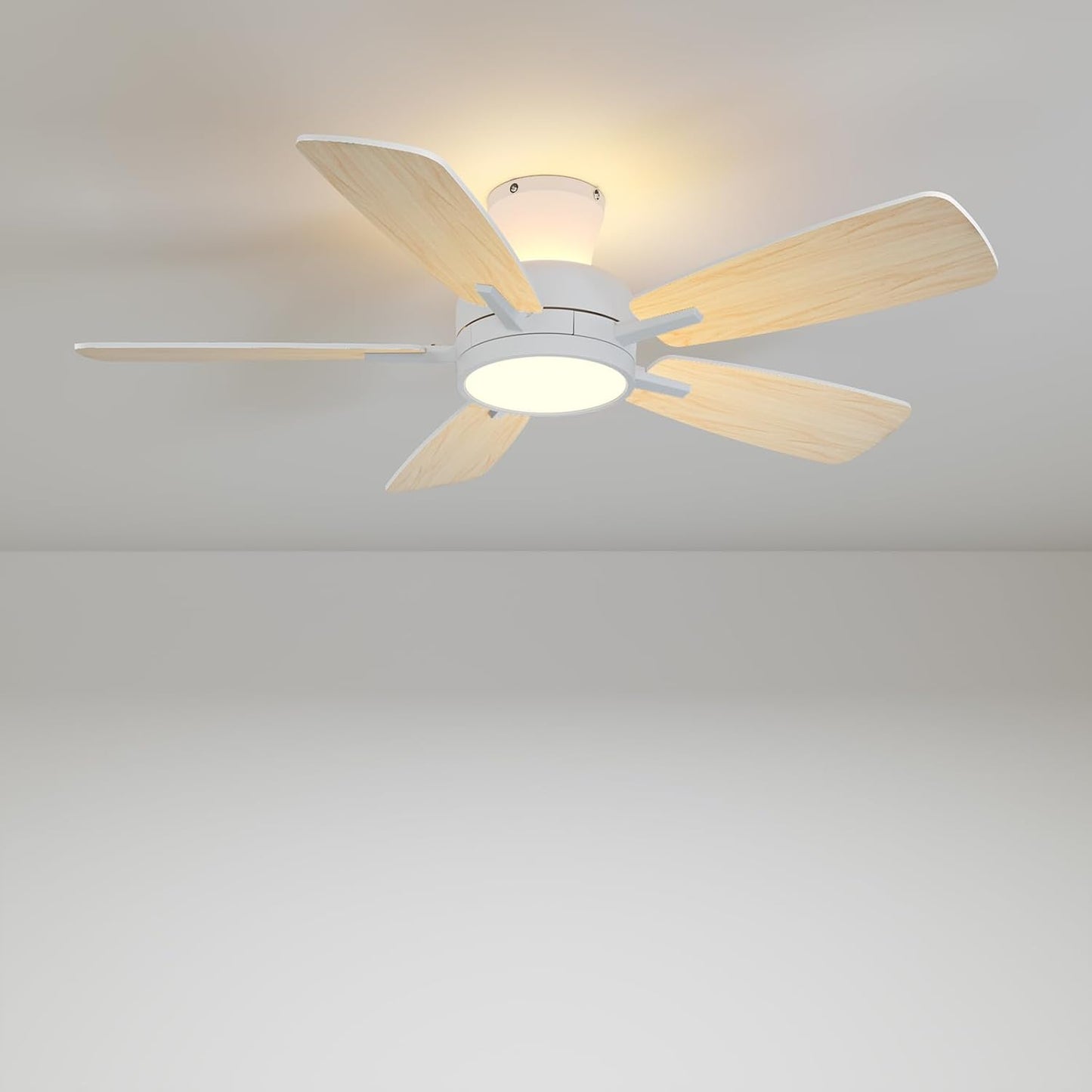 TALOYA 52 inch Ceiling Fans with Lights,Remote Control Multifunctional Quiet Fan with Three Color Temperature and Dimmable Light with Reversible Blades Black
