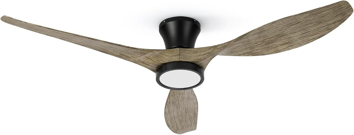 TALOYA 52 inch Ceiling Fans with Lights Remote Control, Modern Low Profile Ceiling Fan with Quiet Reversible DC Motor for Bedroom Living Room and Patio White