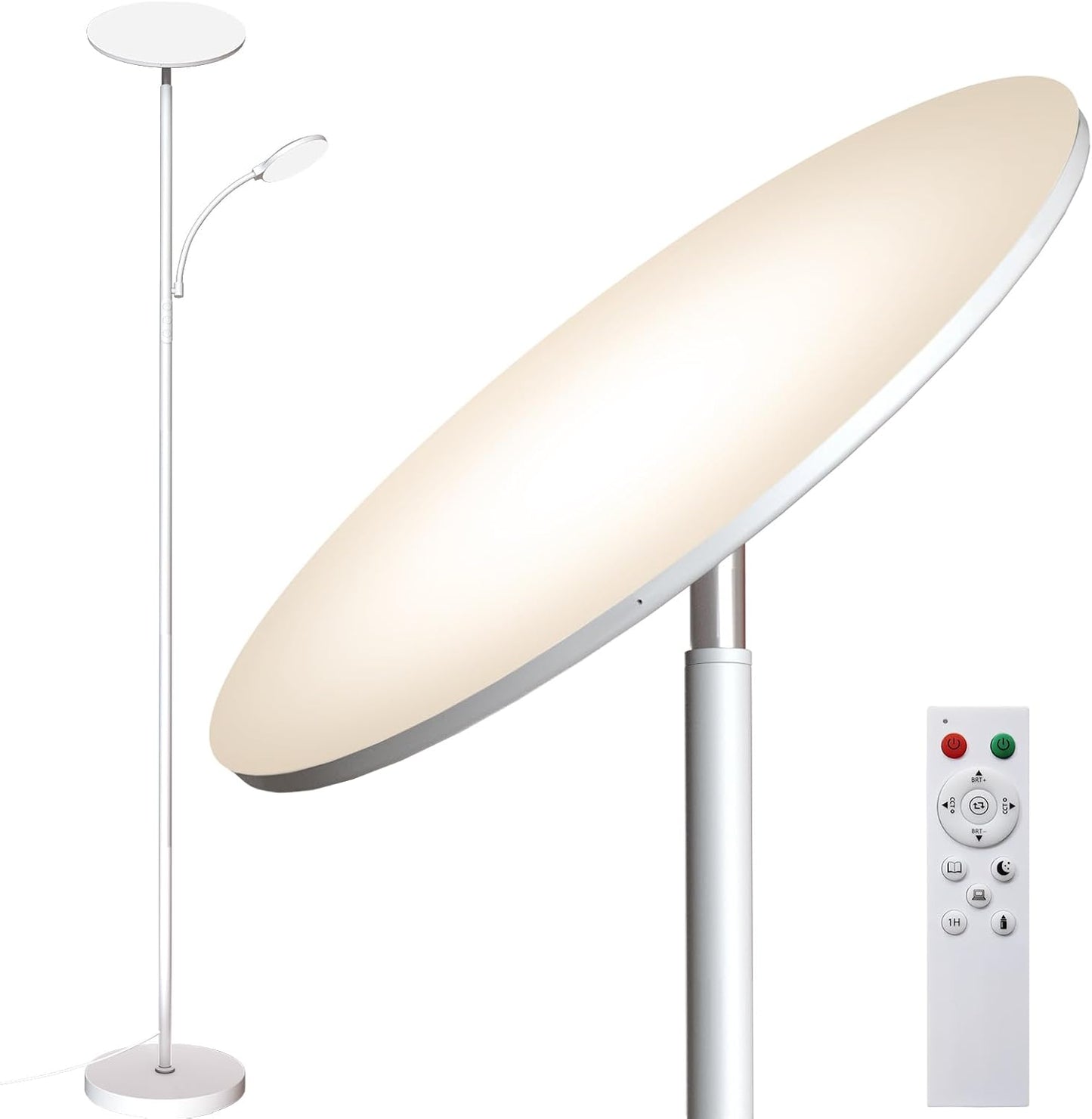 Floor Lamps for Living Room, 44W/4500LM Super Bright 2 in 1 LED Floor Lamp with Remote, Stepless Dimmable, 69" Tall Standing Floor Lamp with Bendable Reading Light for Bedroom Office