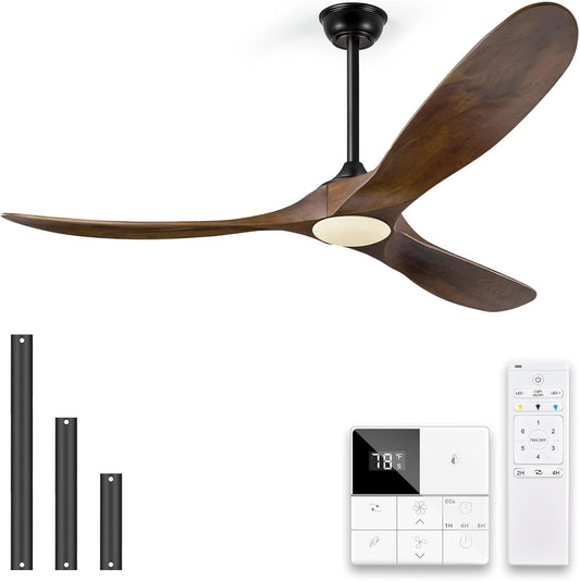 Eliora 72 Inch Ceiling Fans with Lights and Remote Control, Outdoor Ceiling Fan with Light High cfm Outdoor Ceiling Fan for Patio, Porch, 6 Speed Propeller Quiet DC Motor ETL Listed-Deep Walnut