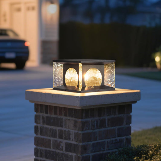 Outdoor Post Lights, 11.8" Pillar Light Hardwired, IP54 Waterproof Column Lamp 3000K LED Lantern Patio Modern Fence Lighting for Garden Yard Gate Walkway Landscape Outside Decorations