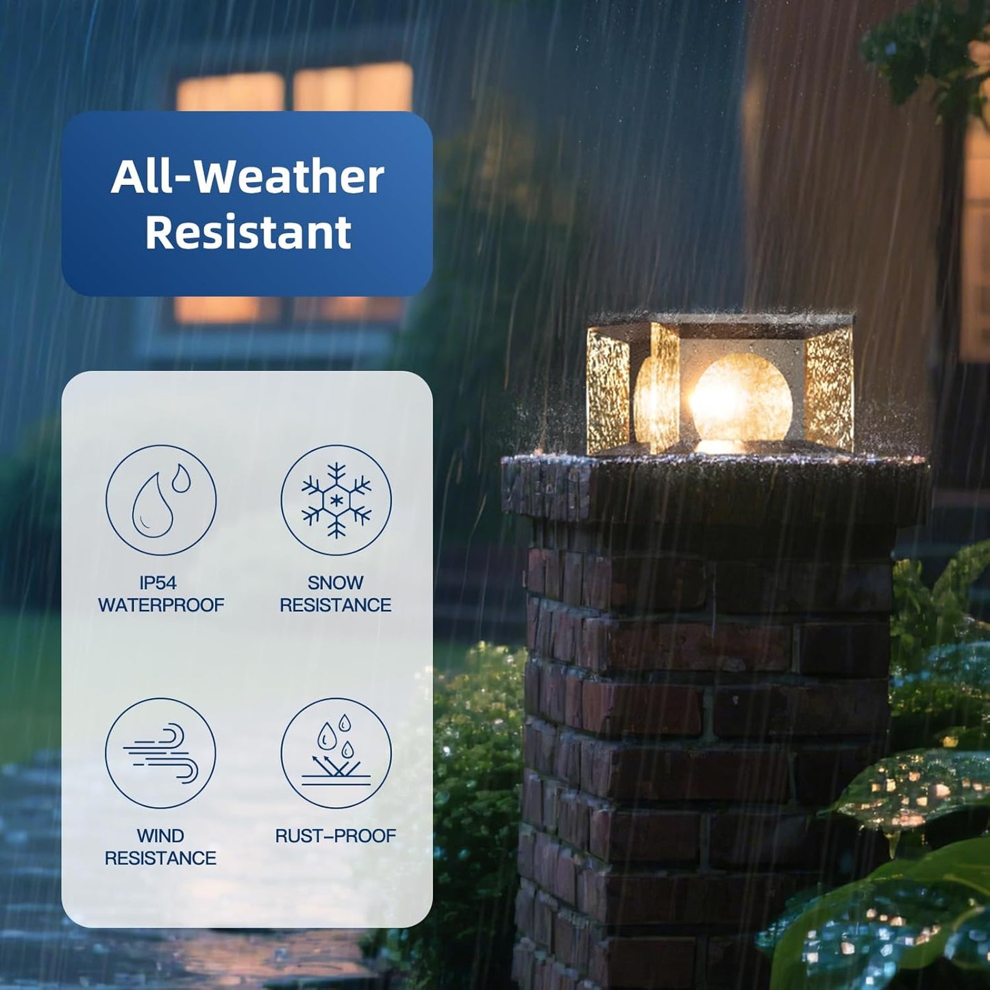 Outdoor Post Lights, 11.8" Pillar Light Hardwired, IP54 Waterproof Column Lamp 3000K LED Lantern Patio Modern Fence Lighting for Garden Yard Gate Walkway Landscape Outside Decorations