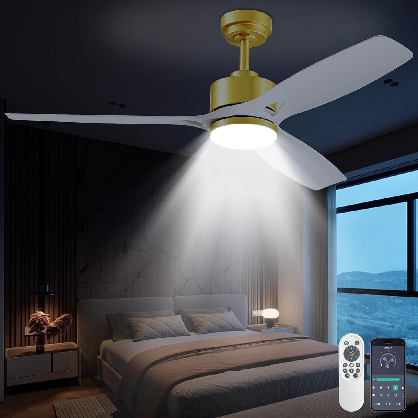 72 inch Ceiling Fans with Lights and Remote Control,Indoor/Outdoor Flush Mount Low Profile Commercial Reversible Dimmable Wood Grain Ceiling Fans for Living Room Patio Industrial Shop.