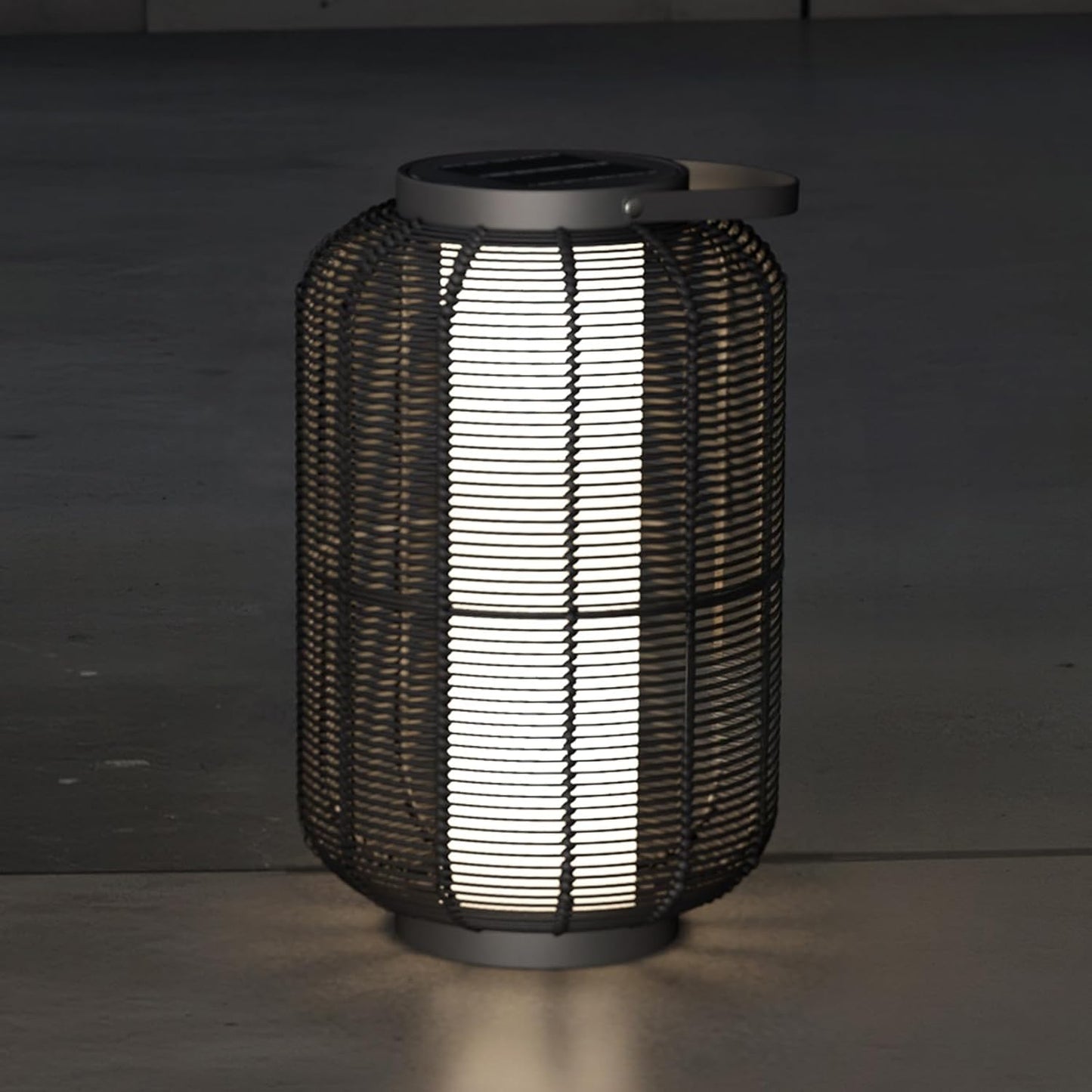 Solar Yard Outdoor Solar Lamp Woven Wicker Boho Lantern Floor Lamp, Decoration for Garden, Deck, Yard, Pathway, Oslo