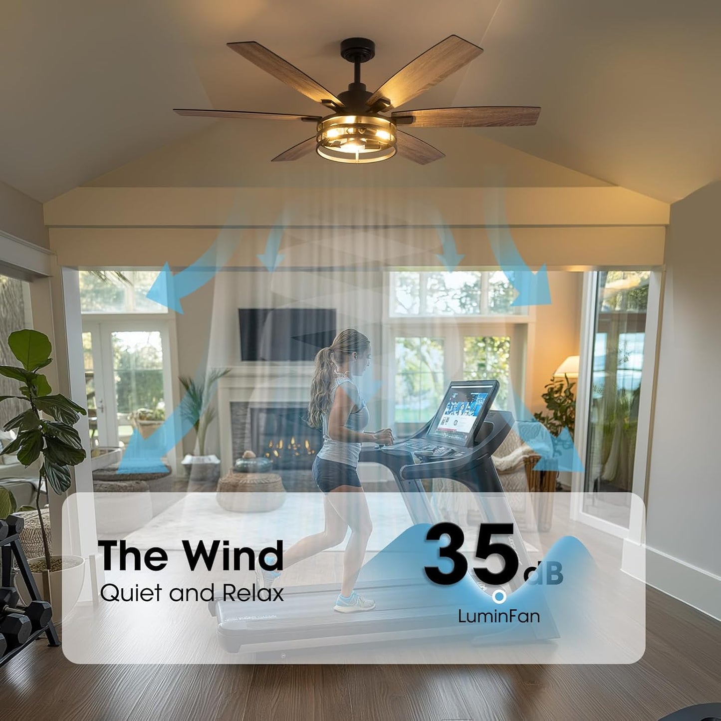 60 Inch Ceiling Fans with Lights and Remote Control, Farmhouse Ceiling Fan for Bedroom Living Room and Patio, Black Caged Ceiling Fan for Indoor and Outdoor