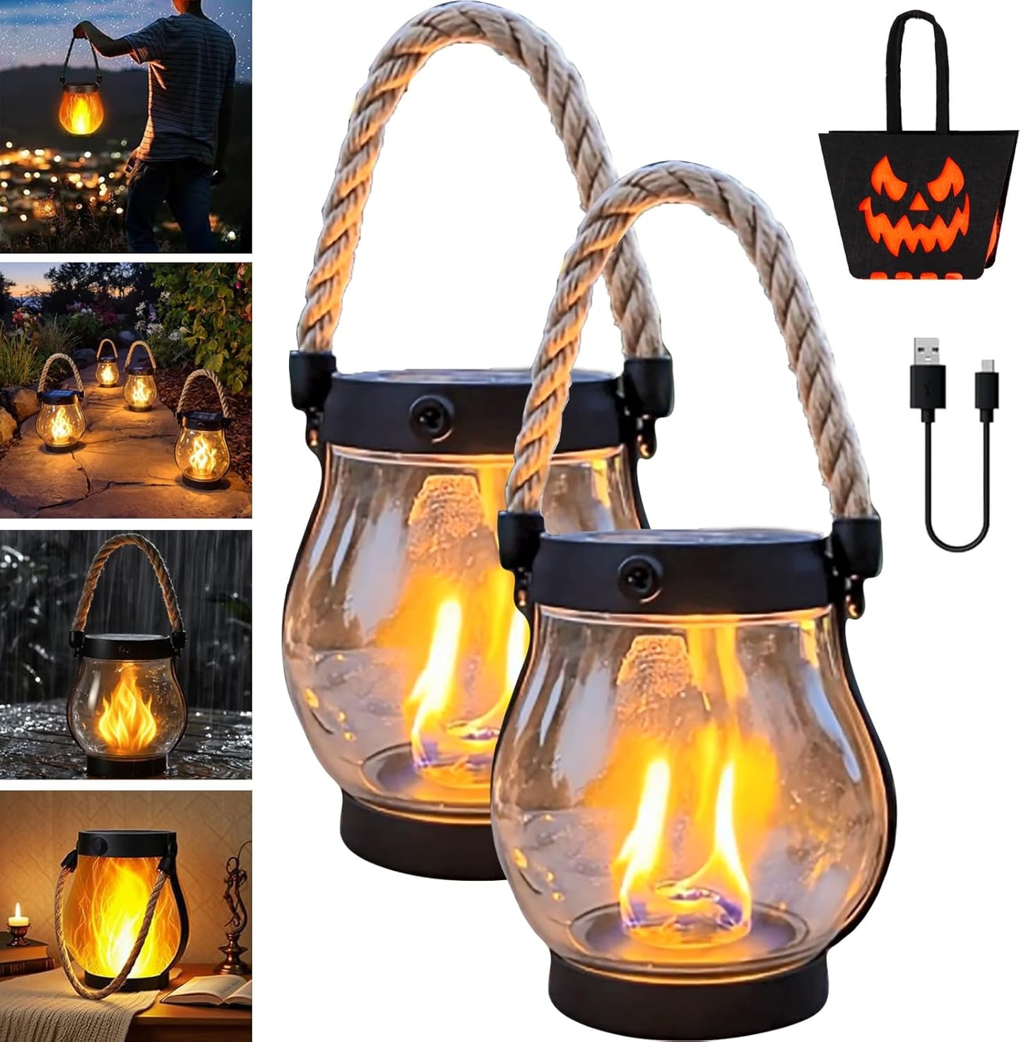 Kaliqo Solar Lantern Outdoor Lights, Kaligo/Kaliko/Kalico Solar Lantern, 2025 New 6 Pack Waterproof Flickering Flame Outdoor Solars Lanterns for Garden or Yard Decorations,Looks Like Real Fire (6Pcs)