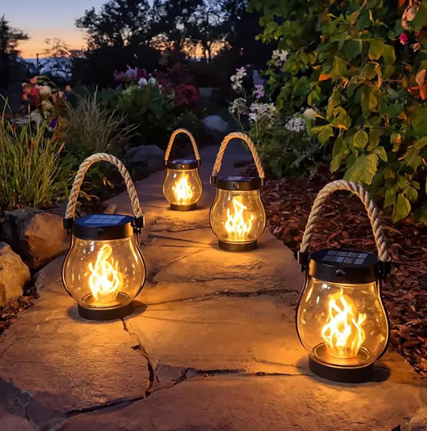 Kaliqo Solar Lantern Outdoor Lights, Kaligo/Kaliko/Kalico Solar Lantern, 2025 New 6 Pack Waterproof Flickering Flame Outdoor Solars Lanterns for Garden or Yard Decorations,Looks Like Real Fire (6Pcs)