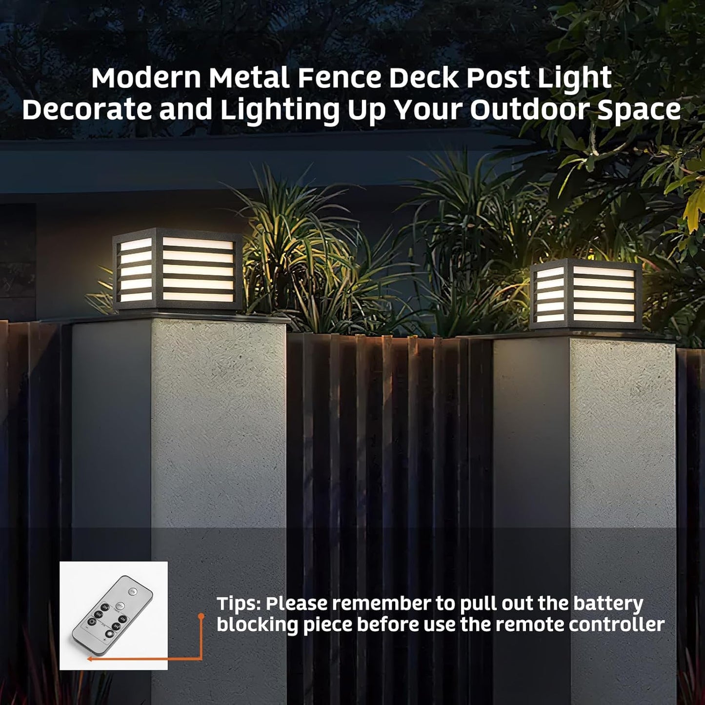 Solar Post Lights, 9.84" Pillar Light Outdoor Waterproof Modern Column Lamp Outside Gate Posts Cap Lantern 3000K LED Lighting Fixture for Flat Surface Patio Garden Driveway Decoration
