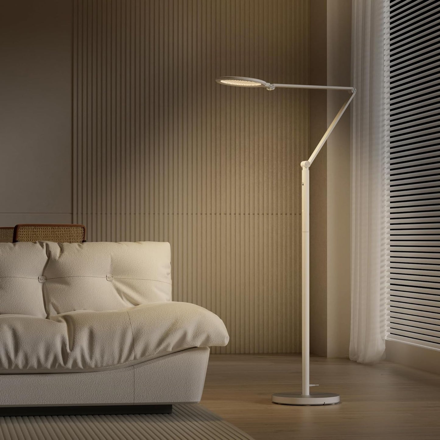 Honeywell LED Floor Lamp - F01WT Sunturalux™ Eye Caring Dimmable Standing Light with Remote,Bright Natural Daylight 5 Colors & 5 Brightness Adjustable Tall Lampara for Home Office Living Room Bedroom